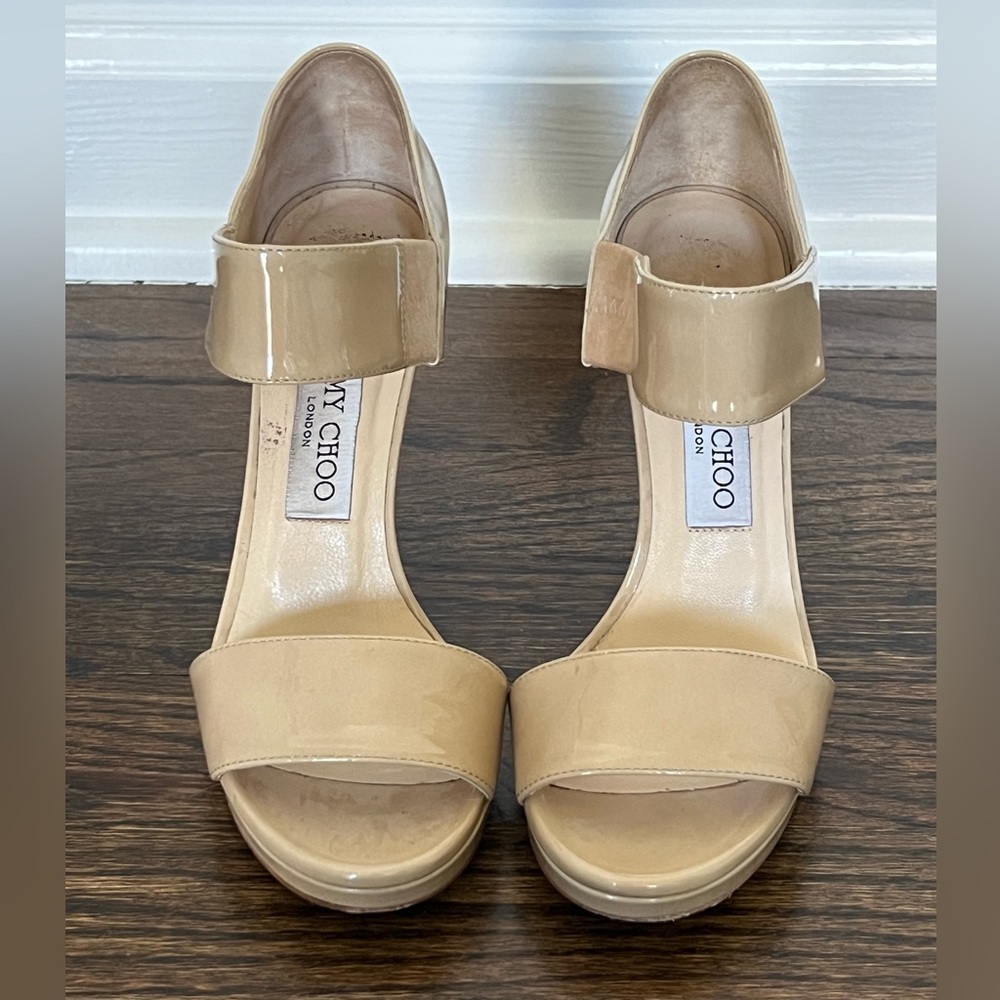Jimmy Choo Open Toe neutral colored heals